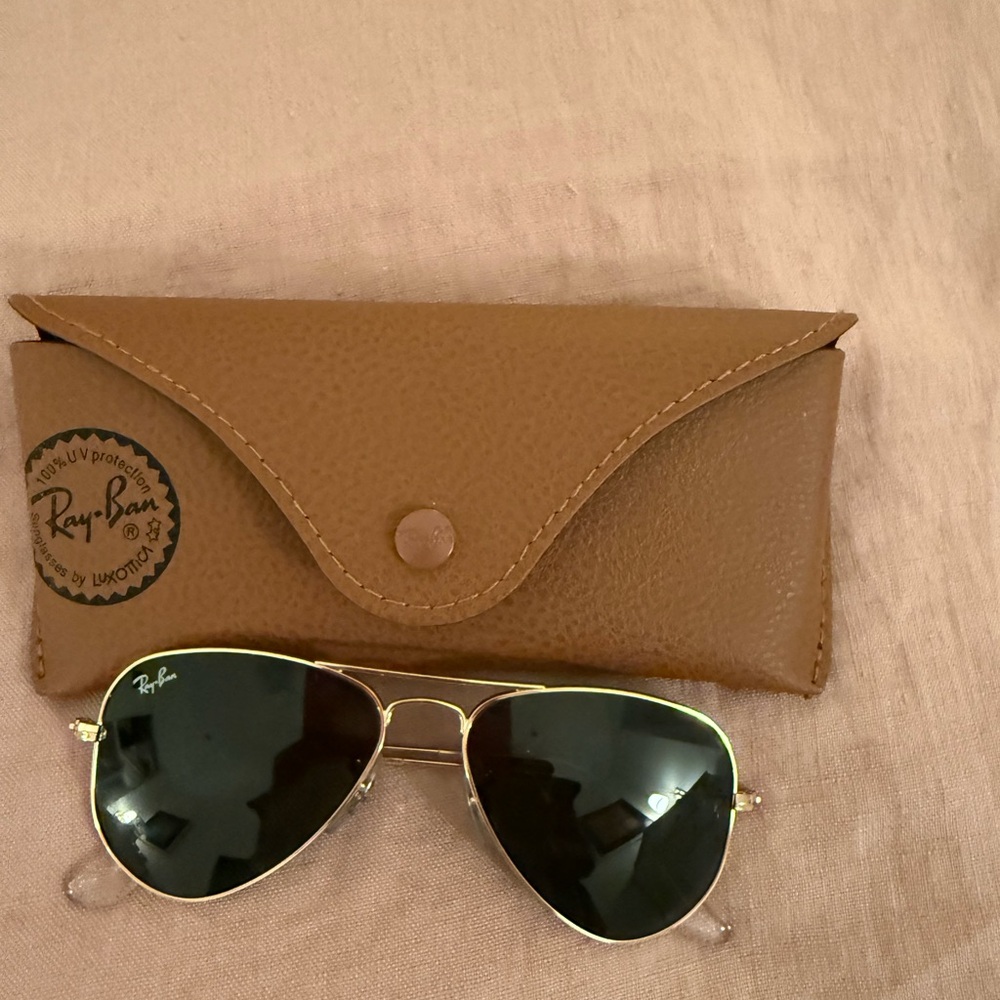 Ray-Ban Black and Gold Aviator Sunglasses Small
